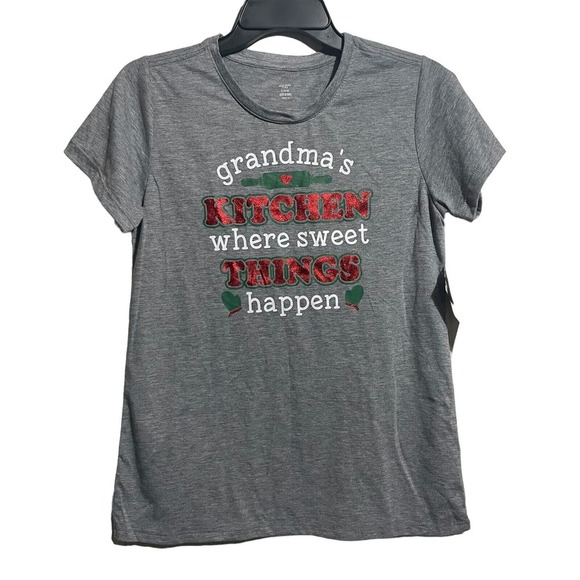Holiday Time Shirt Women's Small 4-6 Grandma's‎ Kitchen Graphic T-Shirt Gray NWT - Picture 1 of 6